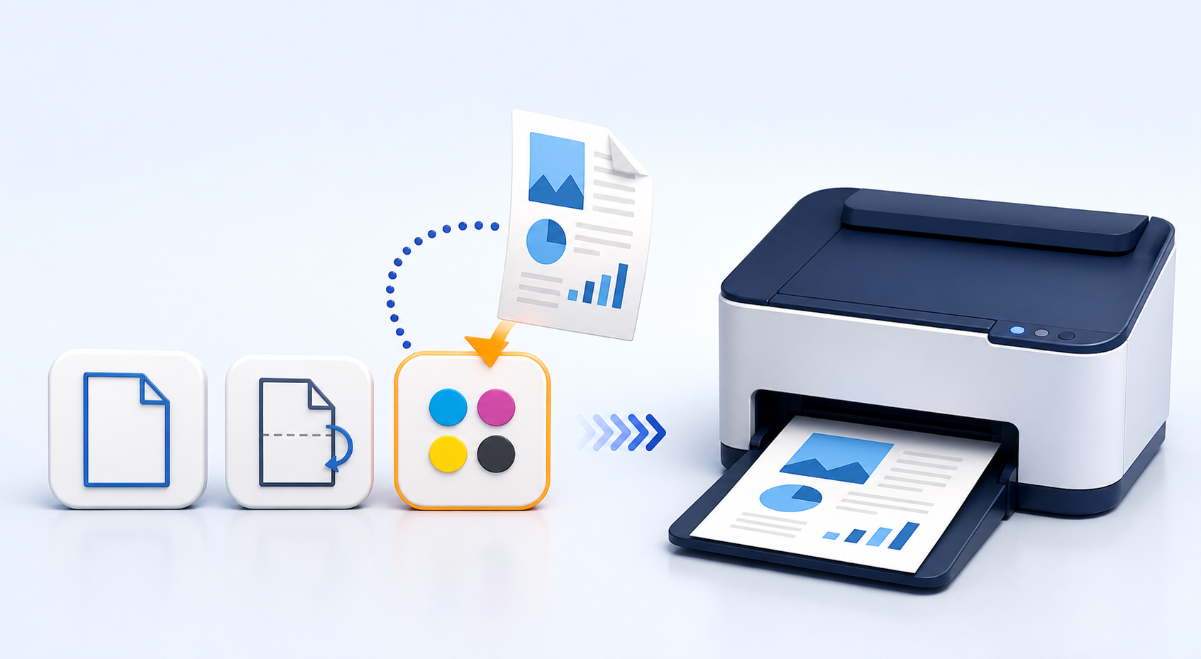 A document being dropped onto a saved color print preset and sent directly to a desktop printer